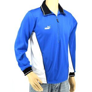 PUMA Blue/White/Black 1/4 Zip Long Sleeve Pullover Golf Jacket Men's Size S